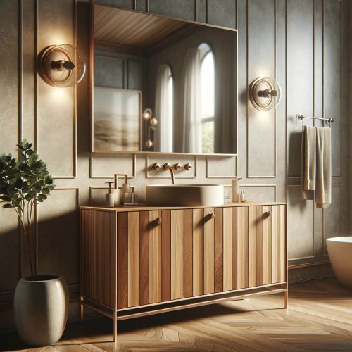 Solid Wood Vanities in interior of bathroom