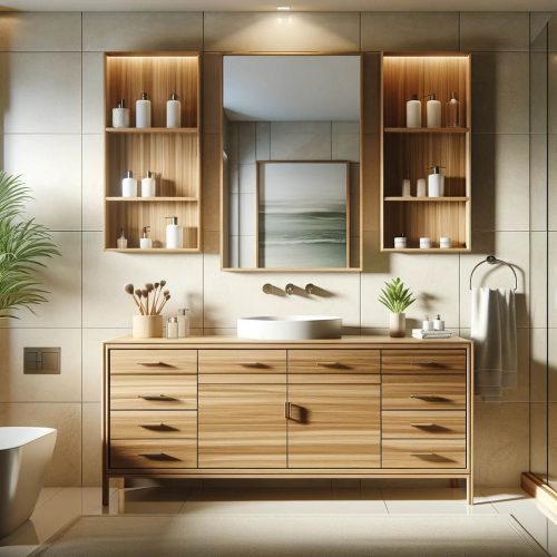 Solid Wood Vanities in interior of bathroom