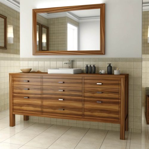 Solid Wood Vanities in interior of bathroom